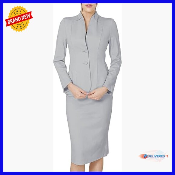 Professional Blazer Skirt Suit Set 2-Piece Office Work Attire